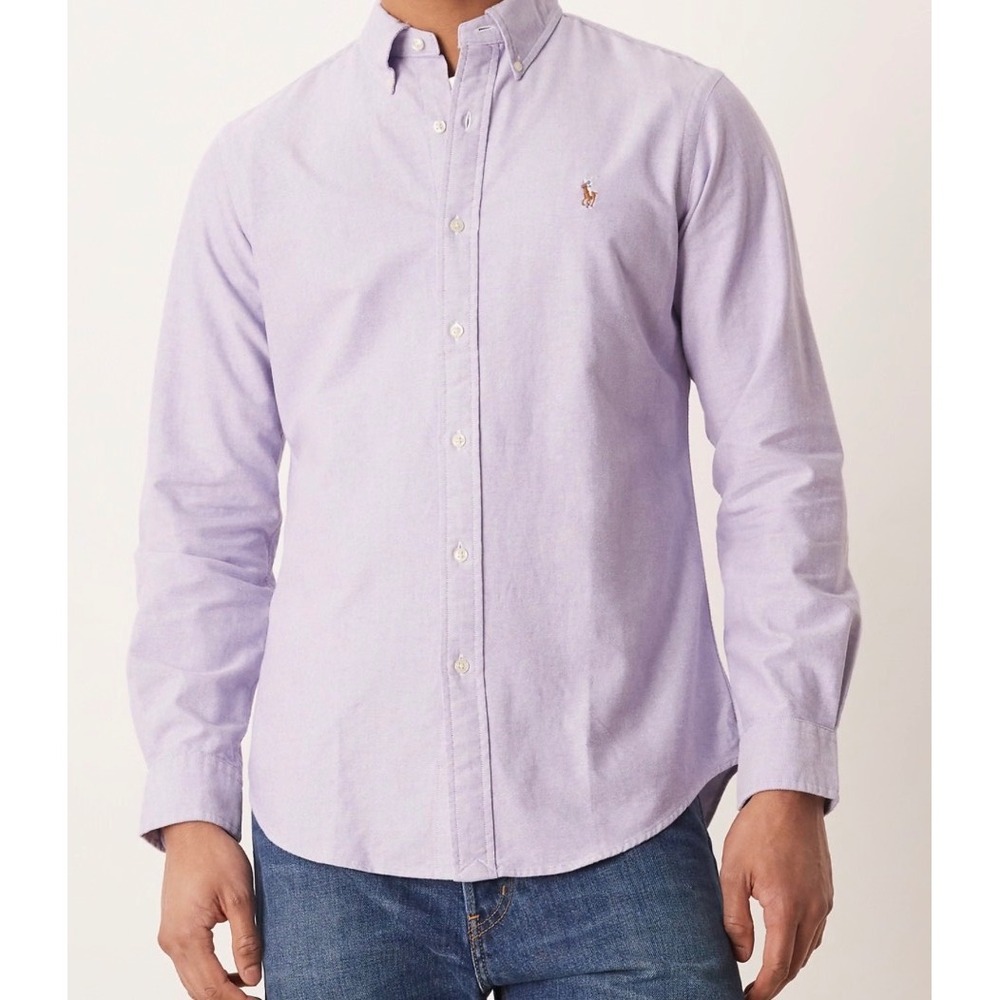 Polo Ralph Lauren Button Down Mens L Lavender Classic Fit Oxford Shirt Preloved